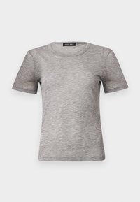 Μπλουζάκι με κοντά μανίκια, ανοιχτό γκρι με ανάμεικτο σχέδιο, στρογγυλή λαιμόκοψη και μαύρη ετικέτα στο εσωτερικό του γιακά που γράφει «ANINE BING».