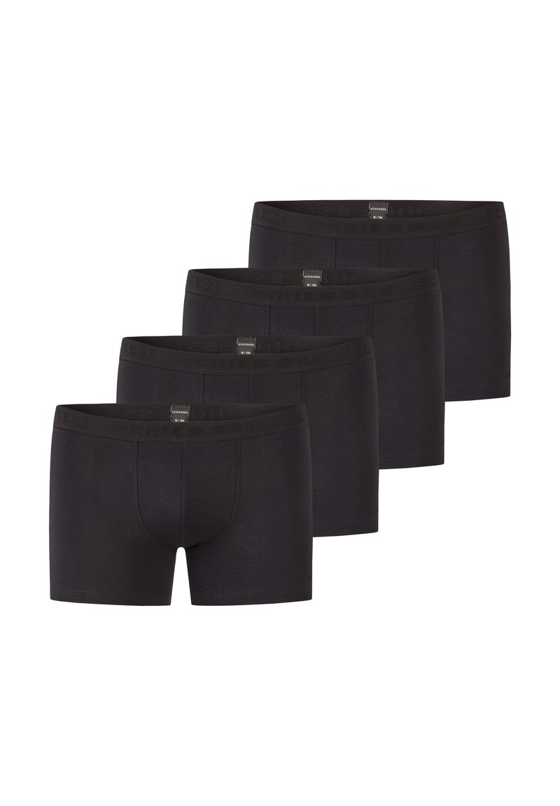 Pantaloni boxer neri in cotone in confezione da quattro, con una vita elastica e una texture liscia e elastica.