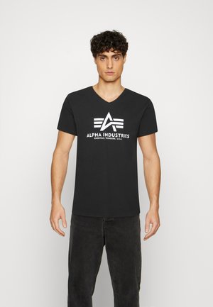 Alpha Industries BASIC V NECK - T-Shirt print - black