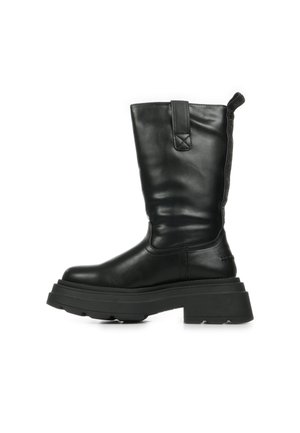 Enkellaarsjes met plateauzool - black