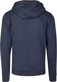 Laivastonsininen hupullinen collegepaita, valmistettu pehmeästä kankaasta. Mukana pitkät hihat sekä resorit hihoissa ja helmassa. Minimalistinen muotoilu, ei näkyviä logoja.