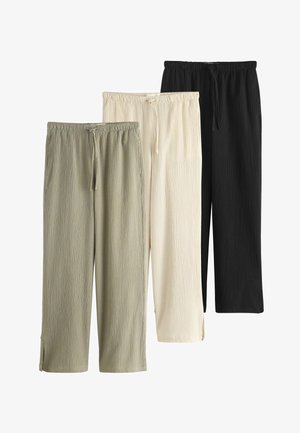 Next, 3 PACK - Trousers - black neutral khaki