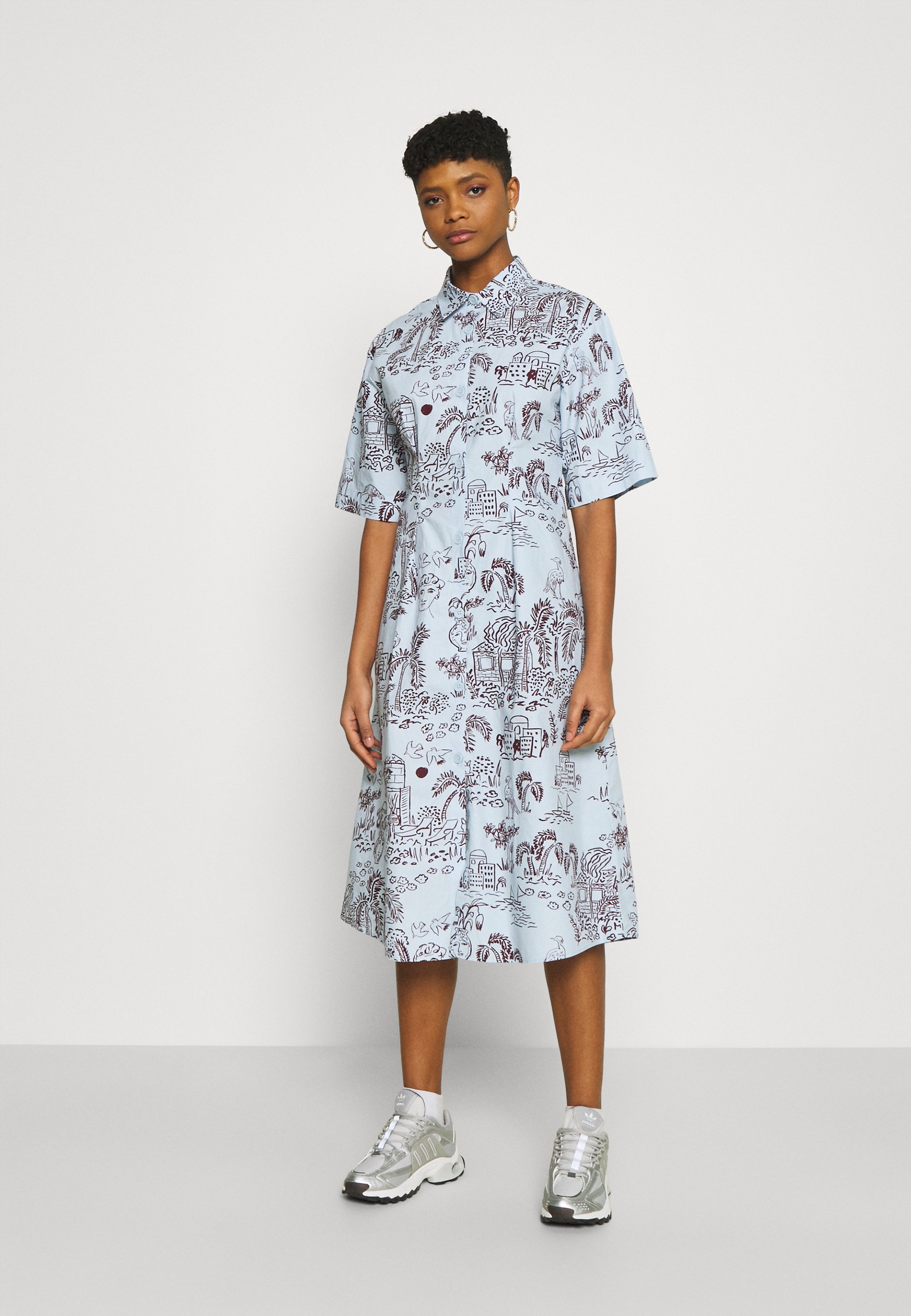 Monki Shirt dress - light blue/multi 
