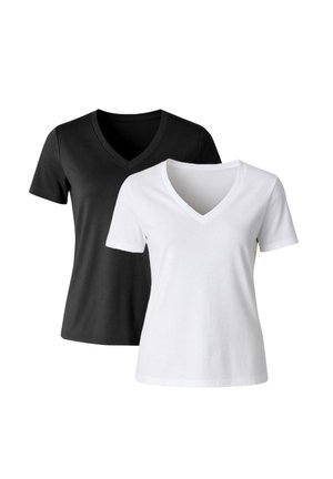 V-NECK SHORT SLEEVE 2-PACK  - T-Shirt basic - white