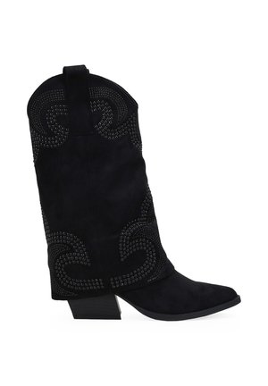 CON POLAINA Y TACHAS - Botas camperas - black