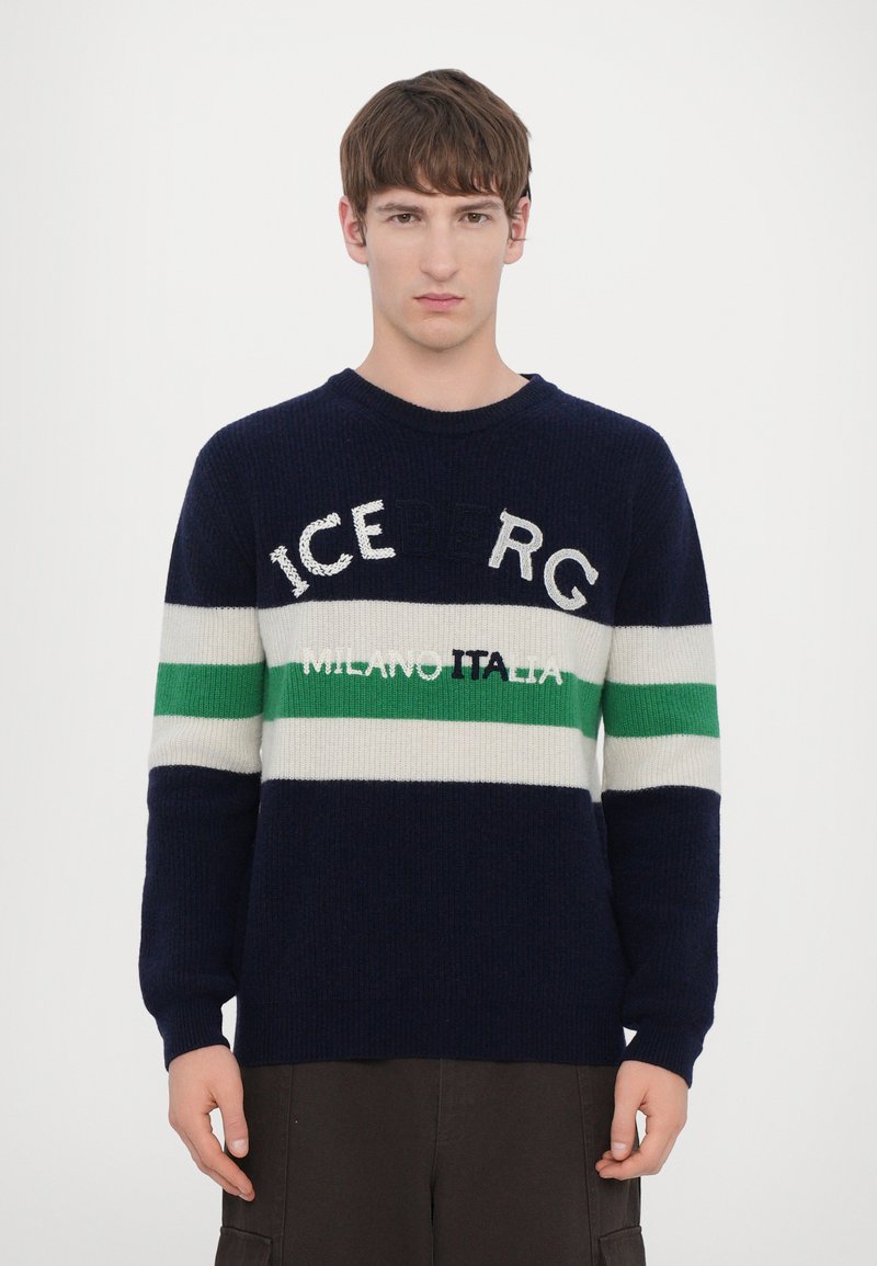 Iceberg MAGLIA GIROCOLLO - Svetrík - white/dark blue