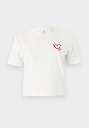 ONLVALLIE LIFE LOVE - Print T-shirt - cloud dancer