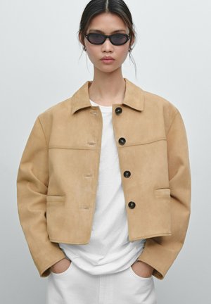 SHORT WITH TOPSTITCHING - Veste en cuir - sand