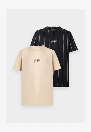 YOURTURN, 2PACK REGULAR FIT - Μπλουζάκι με στάμπα - black/oatmeal