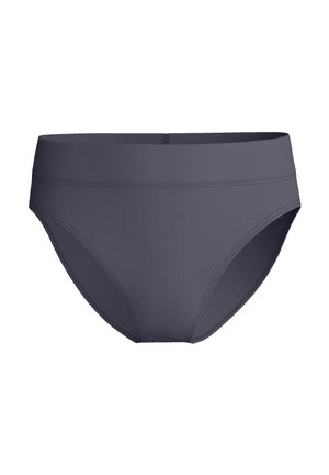 Donkergrijze naadloze slip met hoge taille, brede elastische tailleband en gladde stof, ontworpen voor een comfortabele pasvorm.