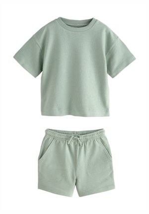 Next, TEXTURED SHORT SLEEVE SET - Shorts - sage green