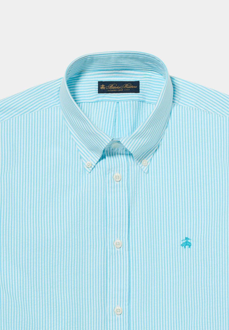 brooks brothers blue dress Brooks Brothers BB18002 Mens Newport Blue Wrinkle Resistant Nailhead Long  Sleeve Button Down Shirt w/ Pocket — BigTopShirtShop.com