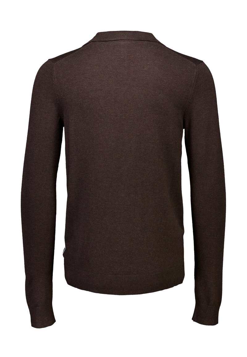 Maglia Scollo a V Regular Fit in Cotone - MARRONE