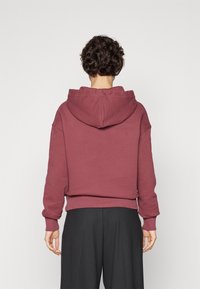 Felpa con cappuccio bordeaux dal taglio rilassato, con polsini e orlo a costine. Tessuto liscio, caratterizzata da un design semplice senza grafiche.