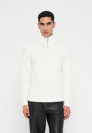 SLHDANE STRUCTURE HALF ZIP - Stickad tröja - bright white