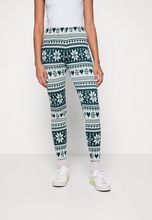 JDY JDYSANTA X MAS - Leggings - green gables/cloud dancer