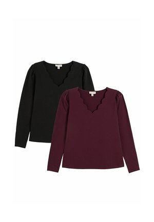 SCALLOP V-NECK PACK  - Longsleeve - black and purple