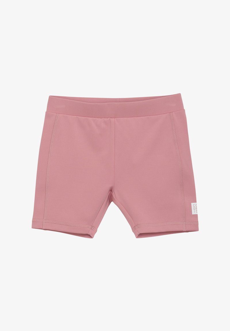 Ružové plavky vyrobené z hladkého, elastického materiálu. Majú jednoduchý dizajn s elastickým pásom a jemnými detailmi šitia.