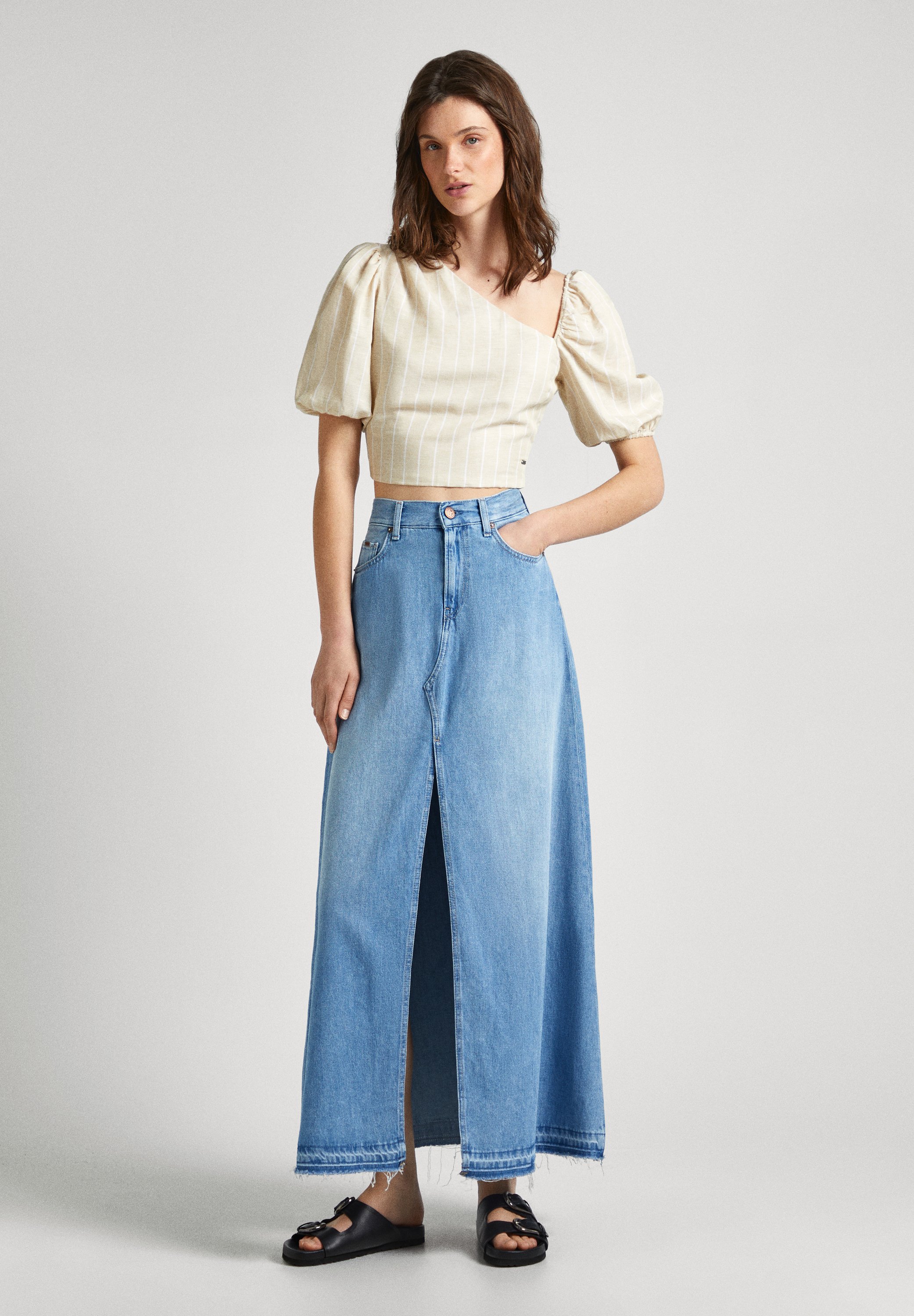 Pepe Jeans Damen Maxirock – Hohe Taille, Baby Rock, Aus Recycelten Materialien