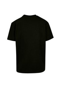 Juodas trumpomis rankovėmis t-shirt, pagamintas iš medvilnės; turi apvalų kaklą ir tiesų apatinį kraštą, pasižymi lygiu paviršiumi ir be raštų ar grafikos.