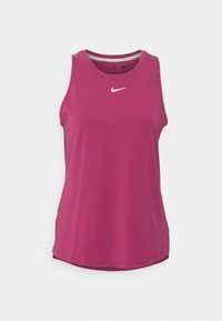 Bezrekawnik sportowy w intensywnym kolorze fuksji. Wykonany z lekkiego materiału, z okrągłym dekoltem i małym białym logo Nike na piersi.