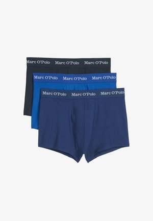 Tre paia di boxer da uomo in navy, blu reale e nero, con vita elastica e logo "Marc O'Polo". Tessuto in cotone.