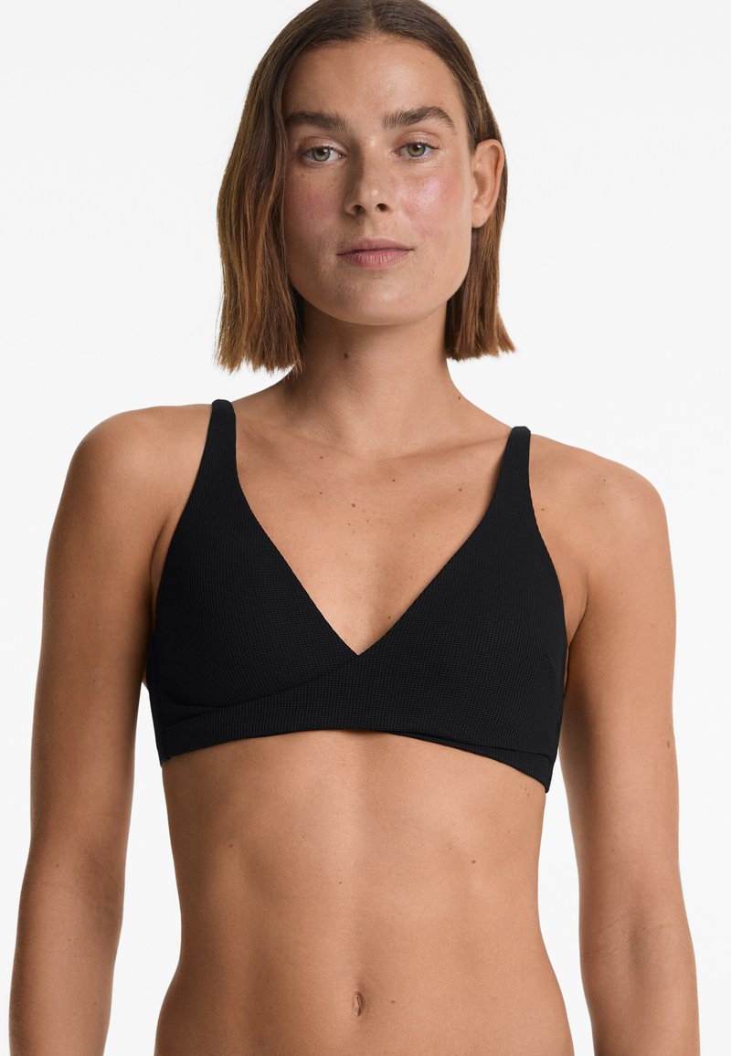 OYSHO PIQUÉ CROSSOVER HALTER - Bikiniöverdel - black