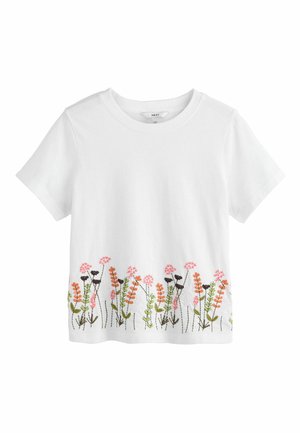 Next, REGULAR FIT - EMBELLISHED FLORAL SHORT SLEEVE CREW NECK T-SHIRT . - Print T-shirt - white