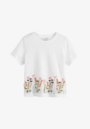 Next, REGULAR FIT - EMBELLISHED FLORAL SHORT SLEEVE CREW NECK T-SHIRT . - Trükipildiga T-särk - white