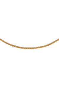Gold-coloured twisted chain necklace, featuring fine textured links and a delicate appearance, suitable for layering or standalone wear.