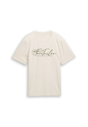 TOM TAILOR, TOM TAILOR T-SHIRT T-SHIRT MIT LOGO-PRINT - Camiseta estampada - gardenia white