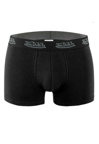 Boxer shorts noirs en coton, offrant une coupe ajustée, une texture lisse, et une ceinture grise arborant le logo "Von Dutch".