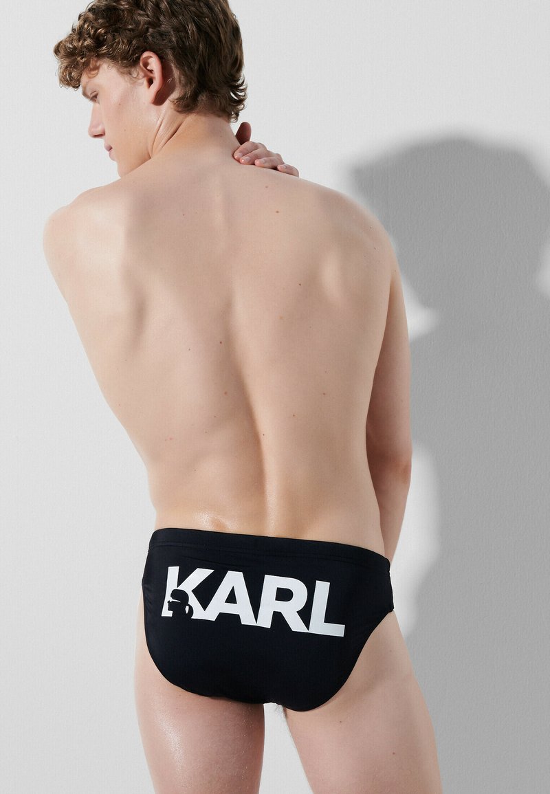 Karl Lagerfeld Slip Bikini a Tinta Unita con Bordi a Fantasia Animalier