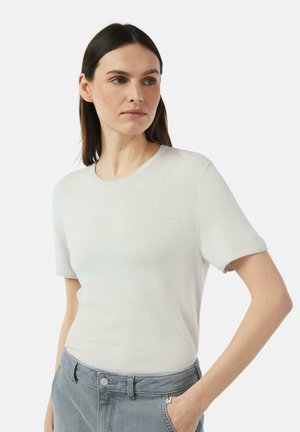 comma casual identity KURZÄRMELIGER MIT ROLLSAUM - Basic T-shirt - hellgrau