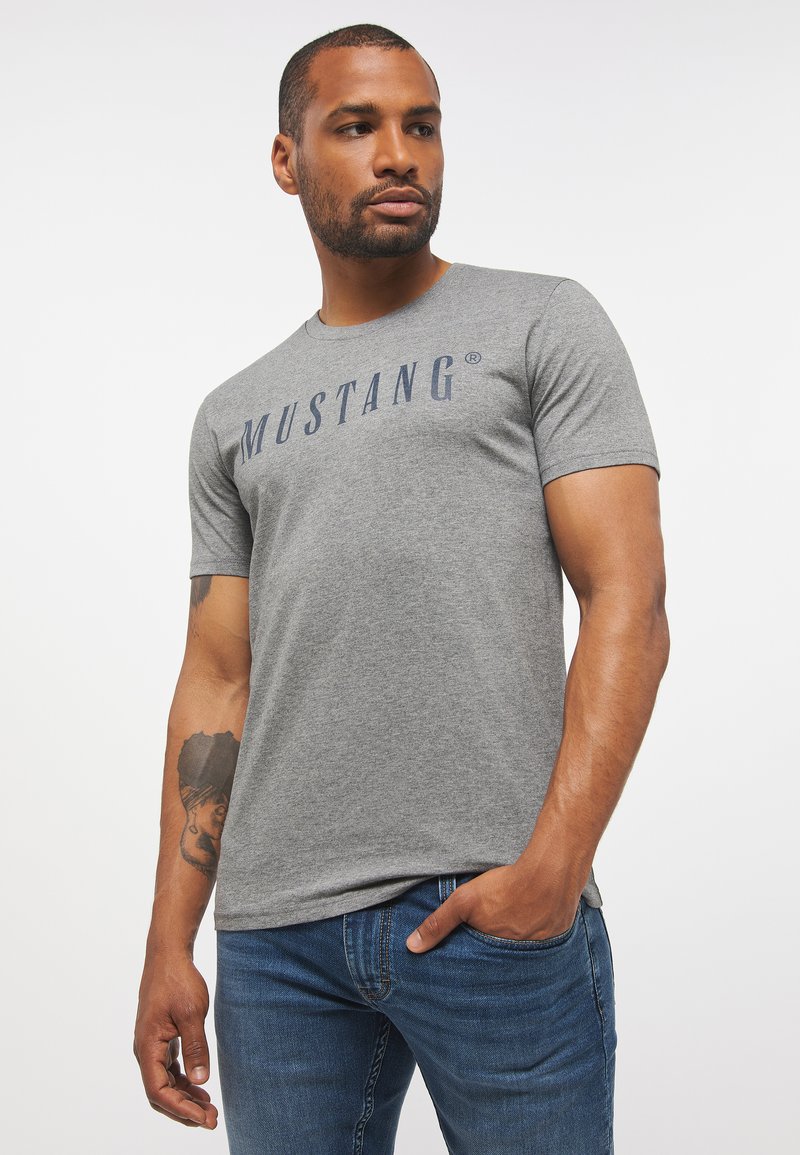 mustang T-shirt print grijs mustang T-shirt print grijs