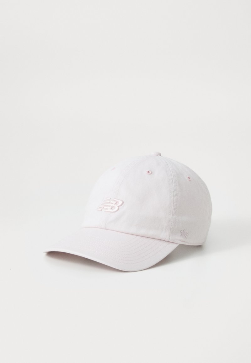 Light pink cotton cap with a curved brim, featuring an embroidered logo on the front and a small logo on the side.