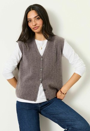 FatFace, KNITTED BUTTON FRONT VEST - Weste - dark grey