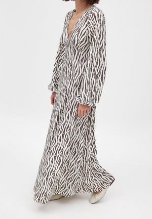 NA-KD, BALLOON SLEEVE OPEN BACK - Maksikleit - zebra brown