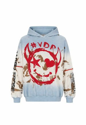 #VDR VILLADELLEROSE, DISTRESSED PRINT OVERSIZE SWEATSHIRT - Sweat à capuche - blue