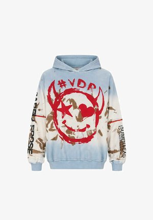 #VDR VILLADELLEROSE, DISTRESSED PRINT OVERSIZE SWEATSHIRT - Φούτερ με κουκούλα - blue