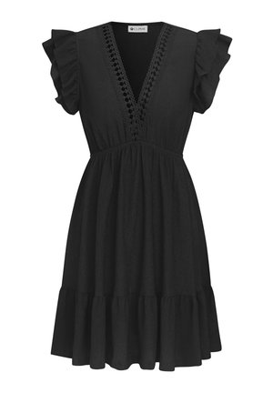 Cupshe, RUFFLED BEACH COVER UP DRESS - Doplnky na pláž - black