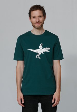 ASTRONAUT ON T-REX - T-Shirt print - glazed green