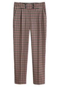 Geruite broeken van een katoenmix met een ruitpatroon in beige, rood en marineblauw. Hoge taille met dubbele knoopsluiting en zijzakken.