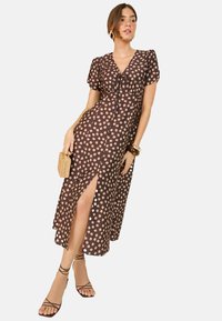 Friends Like These REGULAR FIT BUTTON THROUGH V-NECK MIDI - Robe chemise - brown spot