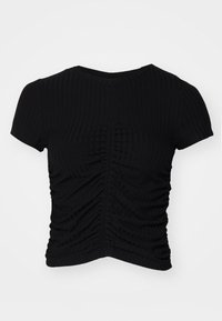 DKNY LUX RUCHED SHORT SLEEVE - Základné tričko - black