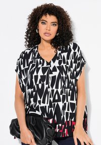Ulla Popken ABSTRACT GEOMETRIC PRINT CAP SLEEVE - Bluse - marine