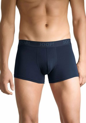 Boxer in blu navy realizzati in morbido tessuto, con un design aderente e una cintura elastica con il logo "JOOP!". Texture complessiva liscia.