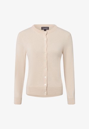 Cremefarbenes, langärmliges Cashmere-Cardigan mit Rundhalsausschnitt und Knopfverschluss vorne von Franco Callegari, Größe S.