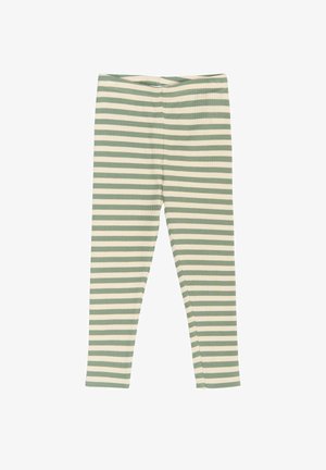 Rękawy w paski w jasnym zielonym i kremowym kolorze. Wykonane z żebrowanej tkaniny o dopasowanym kroju. Posiadają pionowe paski o równej szerokości.