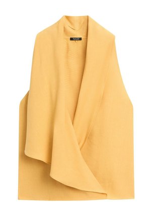 Massimo Dutti, FLOWING HALTER TOP WITH RUFFLE DETAIL - Camicetta - light yellow